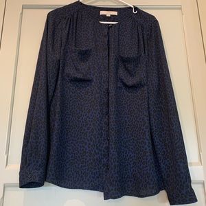 Navy animal print Loft blouse